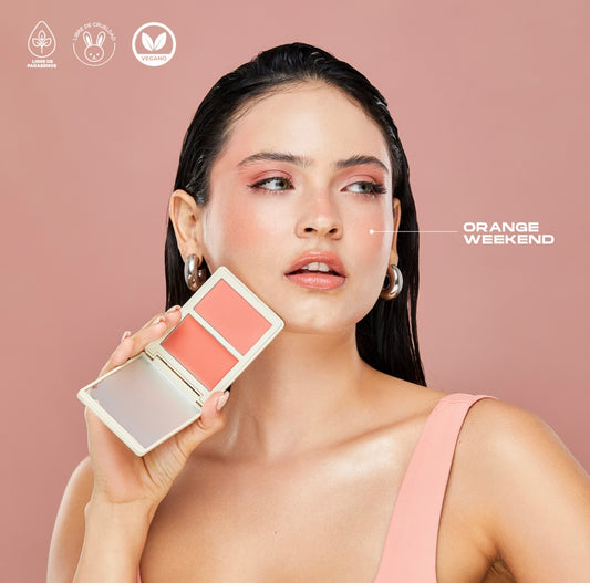 RUBOR EN DÚO CREMA Y POLVO COMPACTO