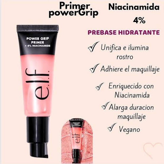 E.L.F. POWER GRIP PRIMER + 4% NIACINAMIDE (PREBASE FACIAL DE MAQUILLAJE CON 4% DE NIACINAMIDA)
